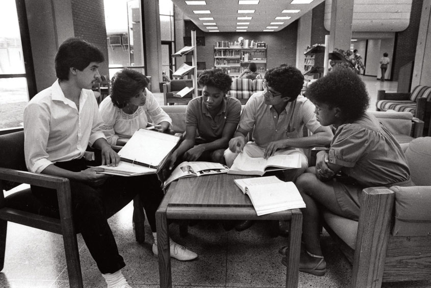 Group of students at the library