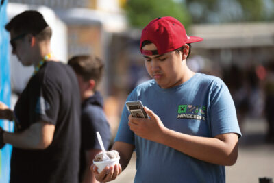 a student with ice cream